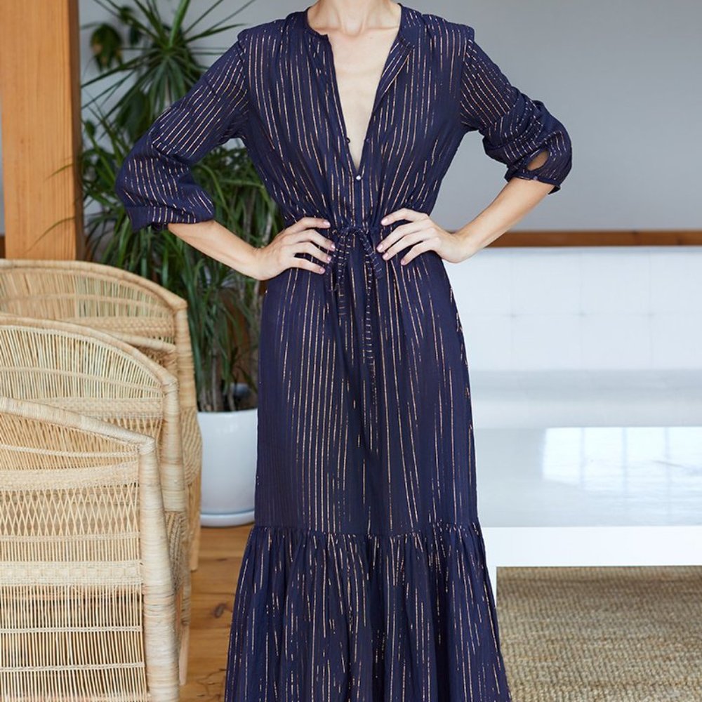 NWT Emerson Fry Frances dress maritime lurex sz M